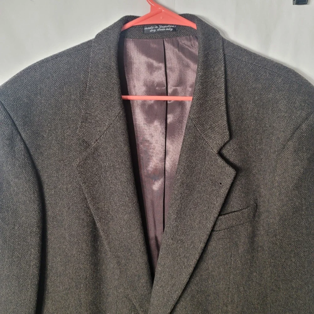Zylos George Machado Cashmere Blend Sport Coat‎ Jacket Blazer Grey Herringbone